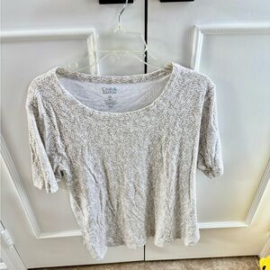 croft & barrow Women's Cream Patterned Short Sleeve Top